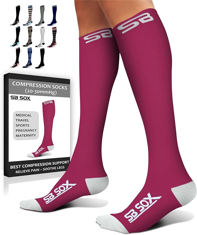 SB SOX Compression Socks for Men & Women (20-30 mmHg) - Best Support Stockings for Travel, Medical, and Sports - Perfect for Everyday Wear