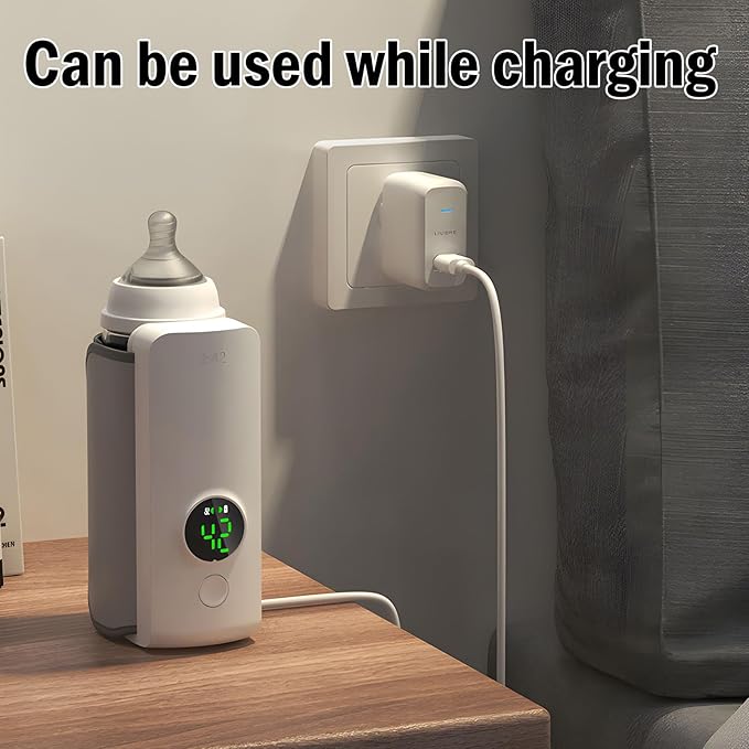 Portable Bottle Warmer for Travel, Rapid Warming with Battery-Powered Temperature Display, Waterless Milk Warming for Comfortable Baby Feeding On The Go
