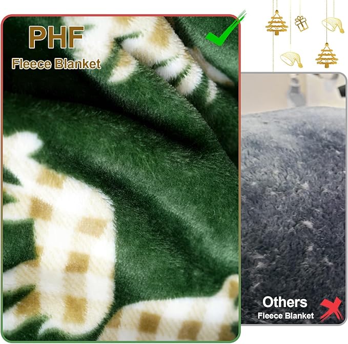 PHF Printed Fleece Throw Blanket, No Shed No Pilling Ultra Soft Plush Cozy Xmas Prints Theme Home Décor Flannel Blanket for Bed, Sofa, Couch and Gift, 50" x 60", Northern Winter