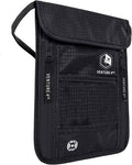 VENTURE 4TH Passport Holder Neck Wallet with RFID Blocking Nylon Lining - Hidden Neck Pouch for Travel (Pure Black)