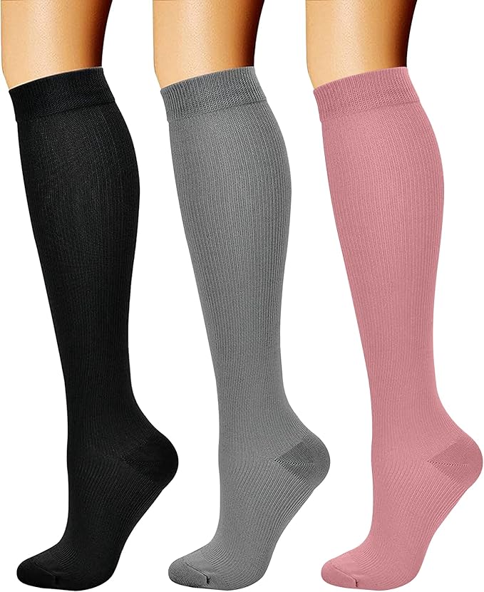 CHARMKING Compression Socks for Women & Men Circulation (3 Pairs) 15-20 mmHg is Best Support for Athletic Running Cycling
