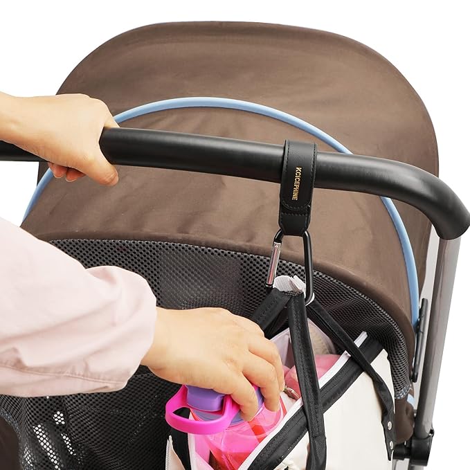 4Pack Universal Baby Stroller Hooks Clips for Hanging Bags and Shopping,Convenient Stroller Straps Accessories Perfect for Uppababy, Babyzen Yoyo, Britax, Bugaboo, Bob, Buggy, Shopping Cart（Black）