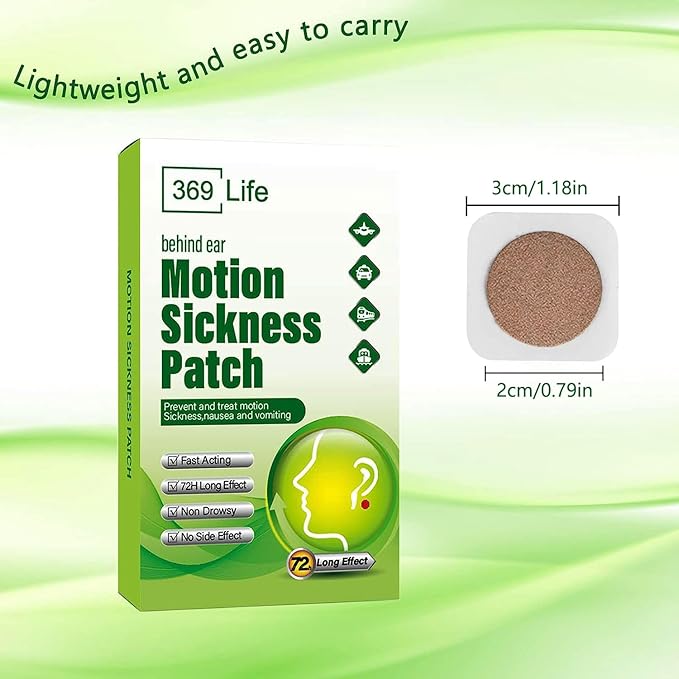 Motion Sickness Patches for Car and Boat Rides, Ships, Cruise and Airplane & Other Forms of Transport - Travel Essentials, for Adults and Kids (48 Count)