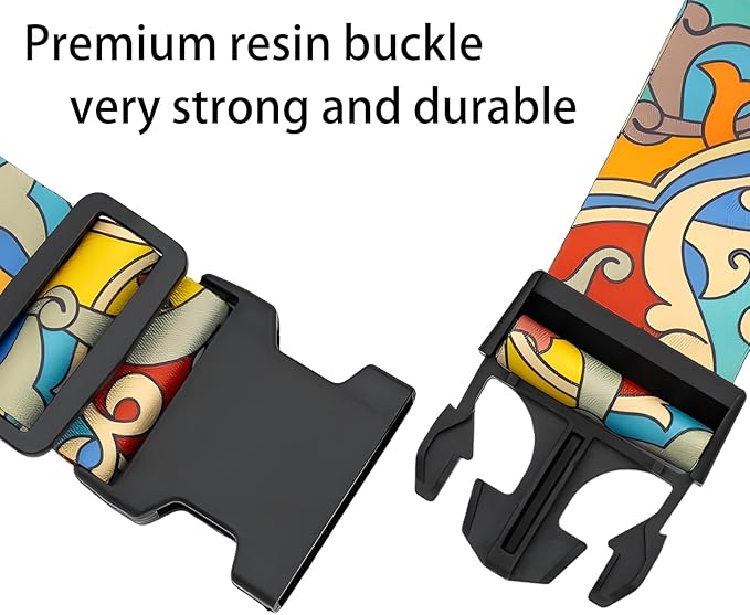 Totem Flowers Luggage Straps for Suitcases, Adjustable Luggage Travel Belt to Keep Luggage Security While Travel, Strong Polyester Fabric, Easy-to-Recognize Cute Pattern Travel Essentials, 2 Pack