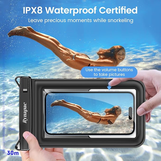 [Up to 8.5"] Floating Waterproof Phone Pouch, 2Pack Waterproof Phone Case with Lanyard for iPhone 16 15 14 Pro Max, Galaxy S24+ S23 S22, IPX8 Cellphone Dry Bag, Beach Essentials Travel Must Haves