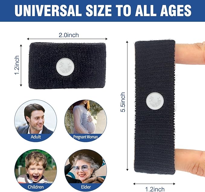 Motion Sickness Bands Anti Nausea Wristband for Adult and Kids Morning Sickness Relief for Pregnant Women Acupressure Nausea Relief for Car, Sea, Air Sickness - 1 Pair Black
