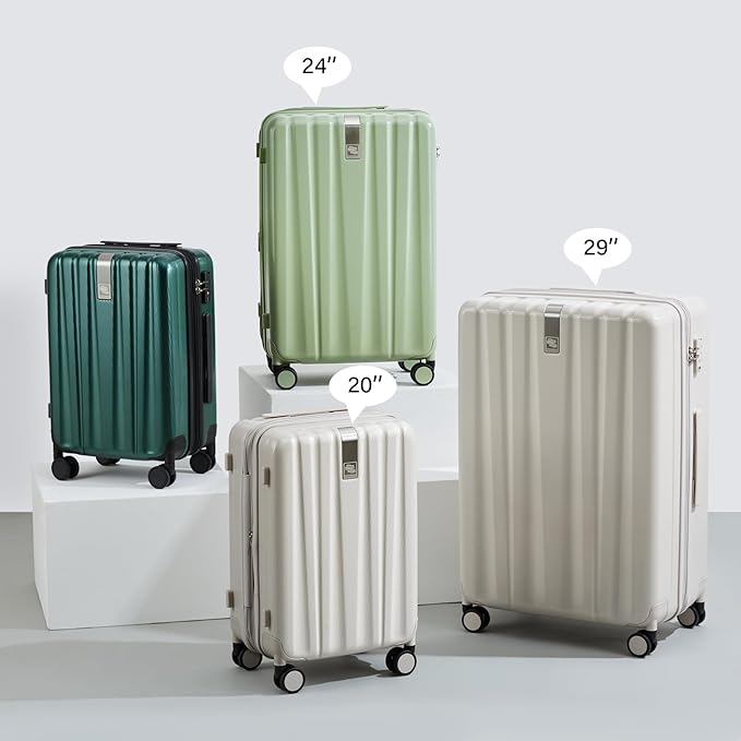 Hanke 29 Inch Expandable Checked Luggage Lightweight PC Hard Shell Luggage Suitcases with Wheels Travel Luggage Rolling Large Suitcase Travel Luggage Bag for Study Abroad.(Blackish Green)