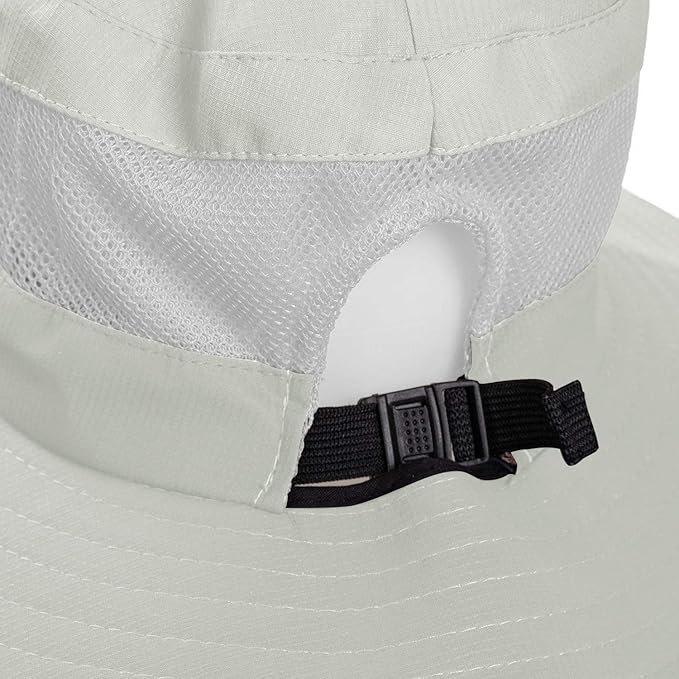 Rosoz Ponytail Sun Bucket Hats for Women UV Protection Foldable Mesh Wide Brim Hiking Beach Fishing Summer Safari
