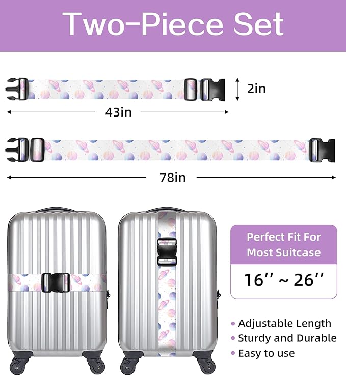 Luggage Straps for Suitcases Travel Belt Luggage Band Heavy Duty Traveling Luggage Identifier Cute Women Girls Unique Accesory,