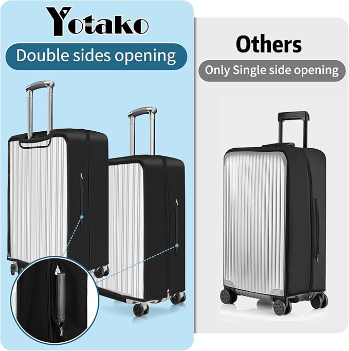 Yotako Upgraded Zippered Transparent PVC Suitcase Cover, No Disassembly Required Clear Luggage Protector for Suitcase Luggage Protector Cover 28''