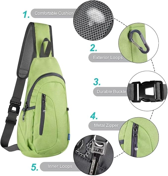 TITECOUGO Small Sling Bag, Lightweight Crossbody Backpack for Men Women, Shoulder Bag for Sports and Outdoor