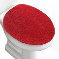 Microfiber Elongated Toilet Seat Cover 19.5"x 15" Machine Washable Solid Toilet Lid Cover Adjustable Rubber Backing Fits Most 18-19.5" L x 14-16" W Elongated Toilet Seat