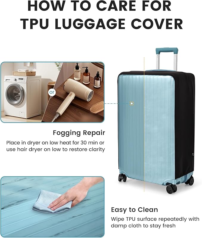 Travelkin Clear Luggage Cover Protectors For Suitcase Transparent TPU Suitcase Cover Protector Fit 18-32 Inch Luggage