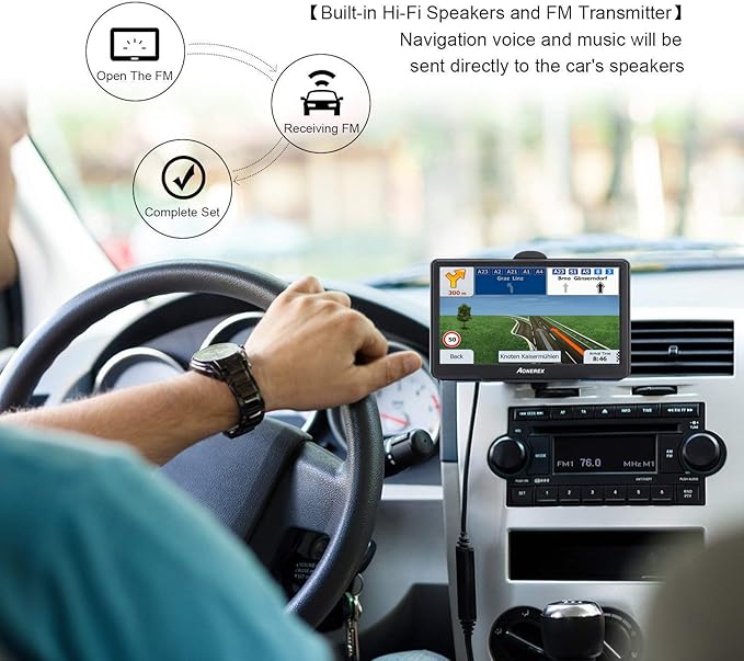 GPS Navigator for Car Truck RV, 7 Inch Touch Screen, Latest 2025 Maps for Car GPS, Support Voice Turn-by-Turn Guidance, Speed and Red Light Warning, Custom Truck Routing