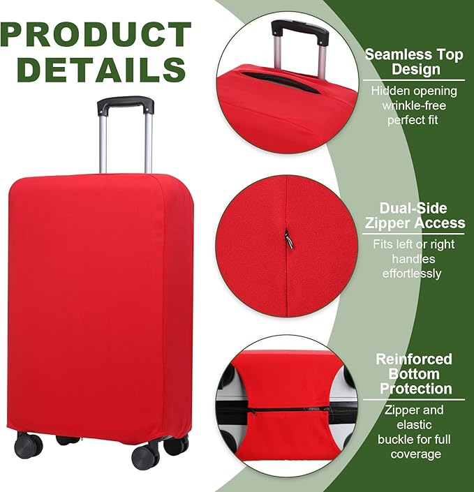 PATIKIL Luggage Cover, Suitcases Covers Elastic Carry on Cover Protector Washable Scratch-Resistant Fits 22-23 Inch Luggage for Travel Business Trips, Red
