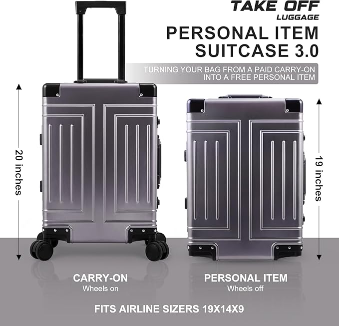 All Aluminum 20/28 Luggage Set，Cut from Whole Aluminum Sheet，22x14x9 Airline Approved ，（3rd Generation，Premium Metal zipperless suitcase ） (grey, 20+28inch)