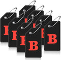 8 Pcs Luggage Tags for Suitcases, 26 Initial Letter Travel Luggage Baggage Identification Labels ID Tags Fully Bendable Tags with Stainless Steel Loop (Letter B, Black)