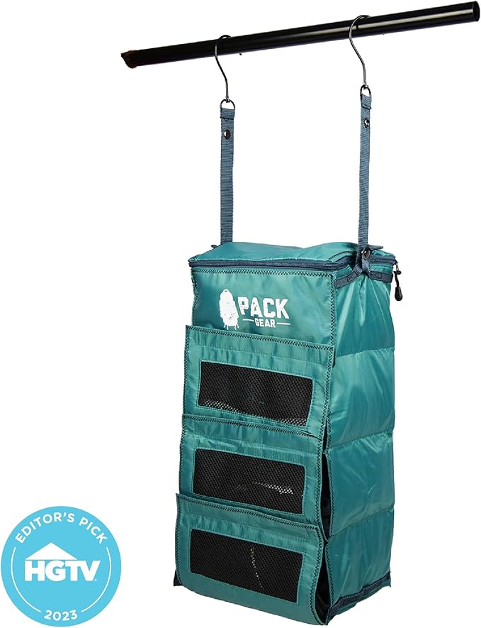 Pack Gear Hanging Luggage Organizer - Our Carry On Closet Insert Fits inside easily - Our Hanging Luggage Organizer Uses Velcro to Allow Instant Access to your Clothes (Mesh Green, Carry-On Size)