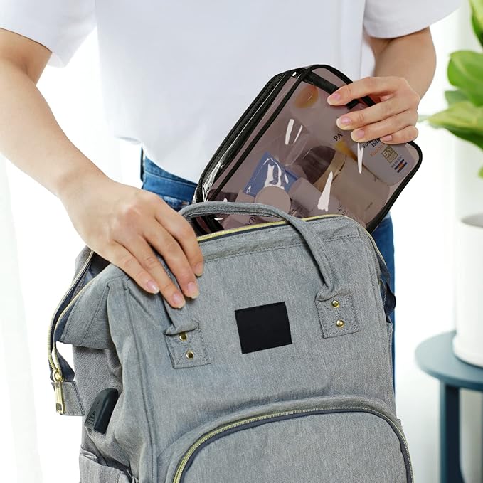 PACKISM Clear Makeup Bags - Well-made Clear Toiletry Bags for Traveling, Water-resistant Tsa Approved Toiletry Bag with Zipper Holds Small Items for Organization Fit Travel Essentials, Black Brown