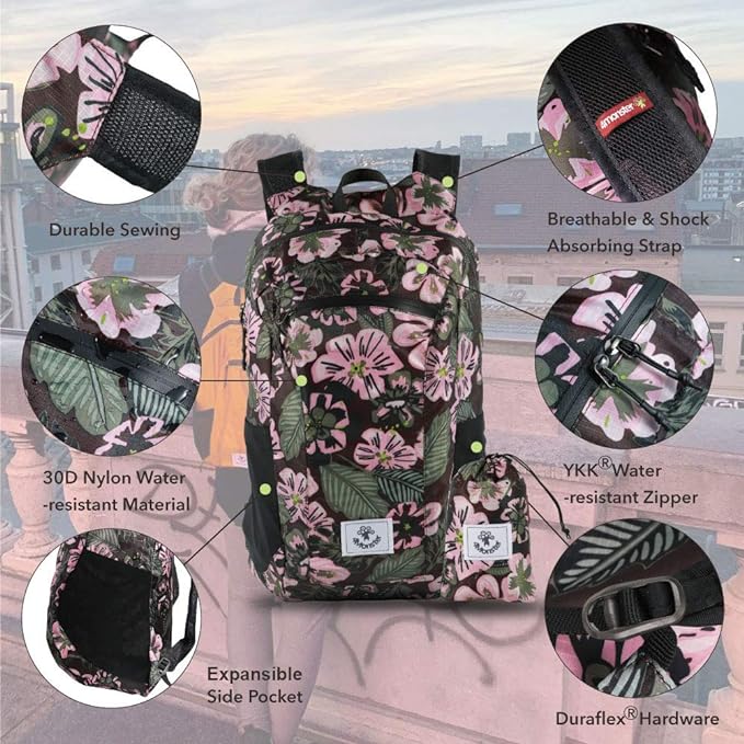 4Monster Hiking Daypack,Water Resistant Lightweight Packable Backpack for Travel Camping Outdoor