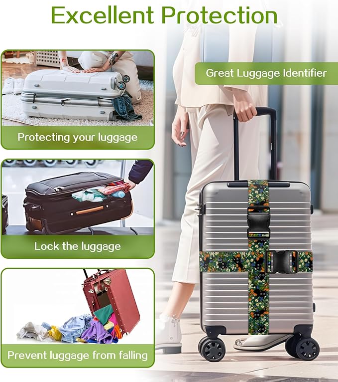 Luggage Straps for Suitcases Travel Belt Luggage Band Heavy Duty Traveling Luggage Identifier Cute Women Girls Unique Accesory,
