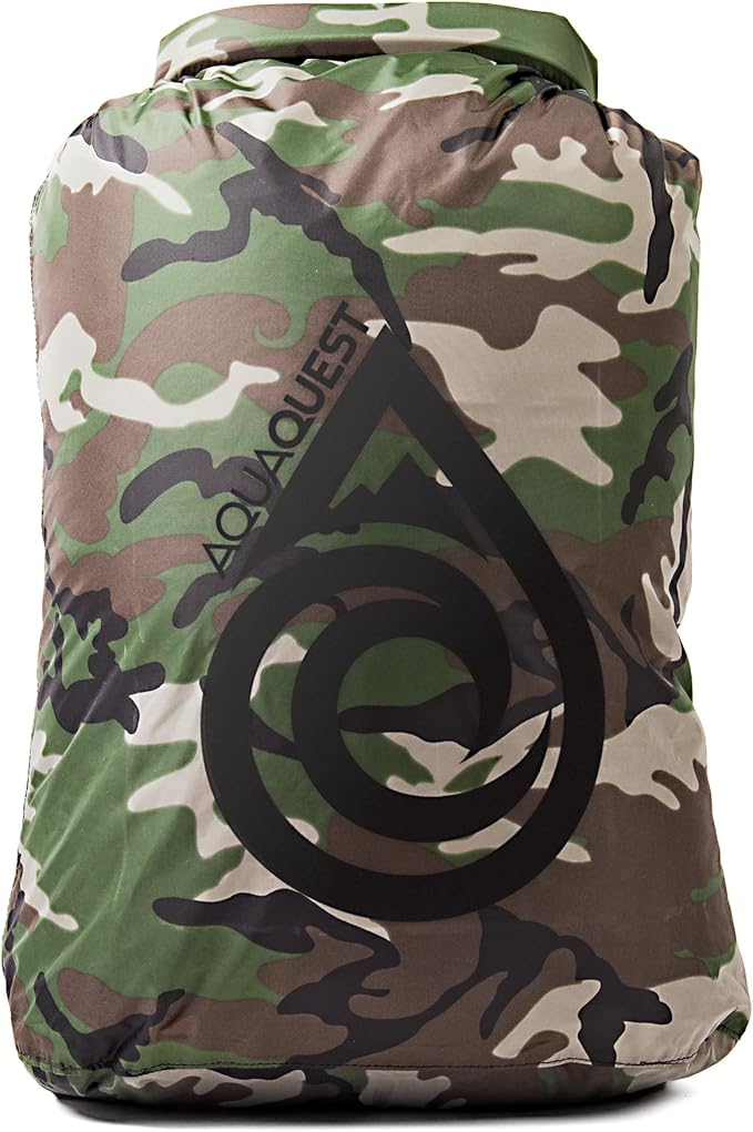 AquaQuest Rogue Dry Bag – 30L Woodland Camo – 100% Waterproof Roll Top – Tactical Gear Sack