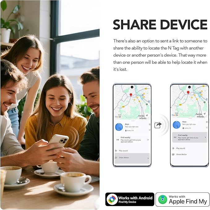 FindTag Duo - Dual System Tracker for iOS or Android, Bluetooth Tracking Tag/Key Finder/Luggage Tracker/Item Locator, Compatible with iOS Find My or Google Find Hub App (Bule)