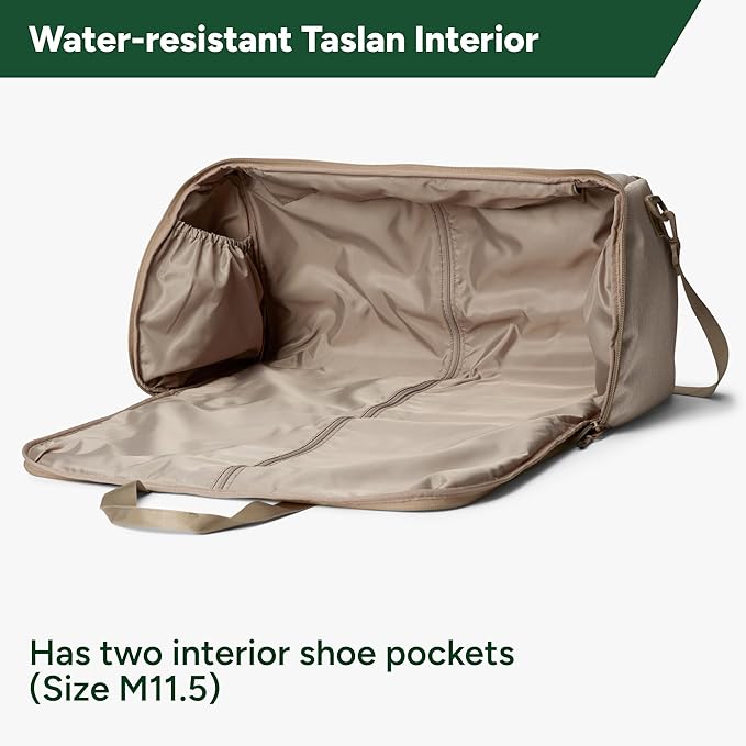 Halfday Convertible 2-in-1 Garment Duffel Weekender Bag 40L | Wrinkle-Free Travel, Hanging Suit Compartment, Shoe Pockets, Trolley Sleeve. Durable & Water-Resistant Carry-On, Stone