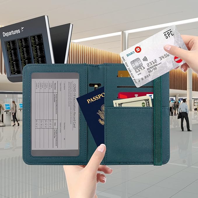 ZOPPEN Passport Holder Wallet, Passport Cover Travel Wallet Women Travel Essentials Accessories Document Organizer Travel Must Haves Rfid Blocking Cover Case for Women and Men, Green Black