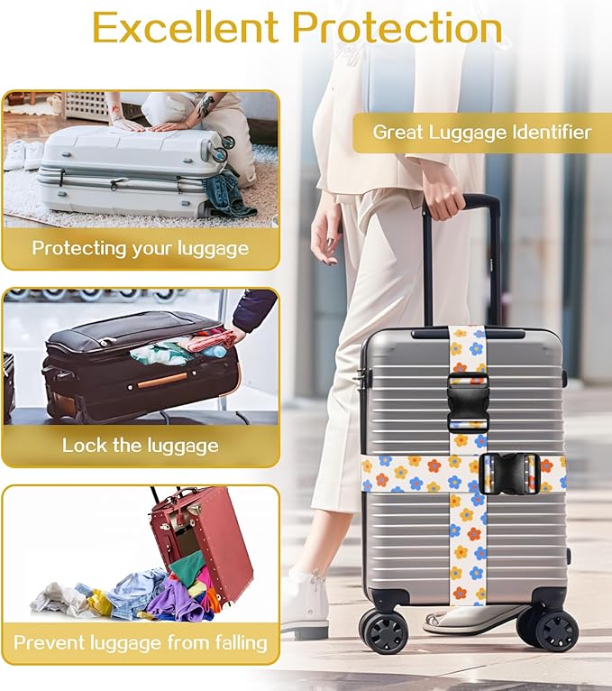 Luggage Straps for Suitcases Travel Belt Luggage Band Heavy Duty Traveling Luggage Identifier Cute Women Girls Unique Accesory,