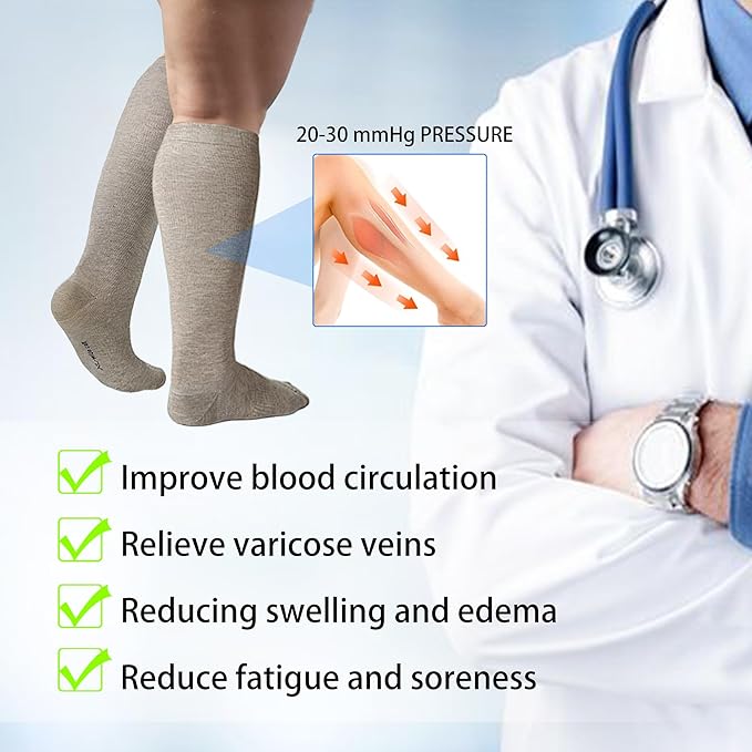 LEVSOX Compression Socks for Pregnant Women 20-30 mmHg Knee High Cute Funny Mens Supports Socks for Nurses, Medical, Travel