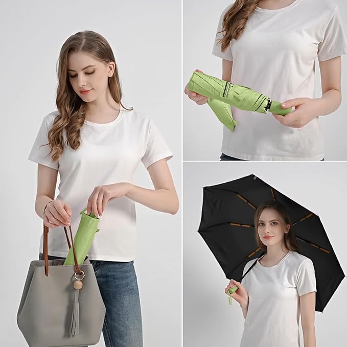 BAODINI Small UV Protection Travel Umbrella Compact for Rain and Sun UPF 50+ 41 inch Portable Umbrella for Women and Men