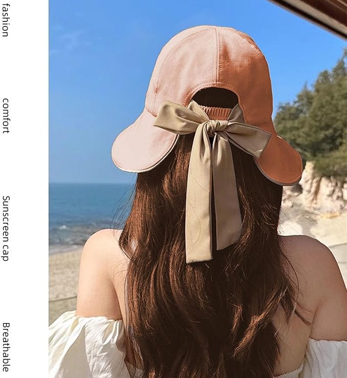 Wide Brim Hats for Woman Foldable Hats Sun Hats for Women uv Protection Bowknot Bucket hat Adjustable hat with Ponytail Hole