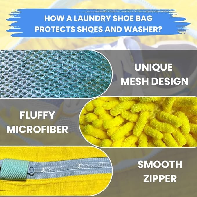Shoe Washing Machine Bag, Laundry Shoe Bag for Washer and Dryer, Shoe washing Bag for Sneaker, Tennis Shoes, Unstain Cleaner. wash bag with mesh, Ykk zipper, soft fibers