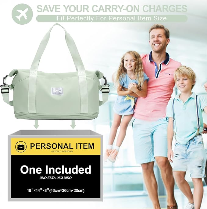 Travel Duffel Bag, Sports Tote Gym Bag, Shoulder Weekender Overnight Bag for Women