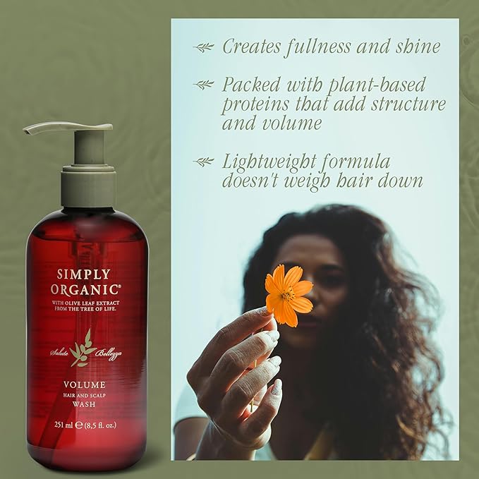 Thinning Hair Volumizing Shampoo Scalp Wash, Made in Italy, All Natural Cruelty Free Hair Care for Women & Men, Sweet Orange, Ylang Ylang, Olive Leaf Extract, 251ml/8.5floz, VOLUME