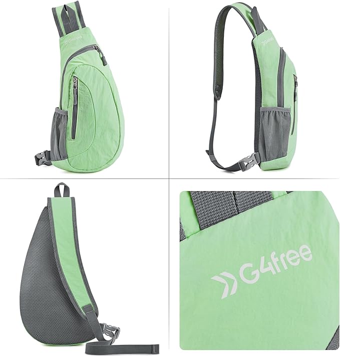 G4Free Sling Bag for Men Women, Small Crossbody Backpack Lightweight Chest Shoulder Bags for Travel, Outdoor and Sports (Light Green)