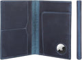 STAR VISTA Albatross Leather Travel Passport Holder, Minimalist Design, Full Grain Leather Case for Women and Men - Slim Passport Wallet, Bifold, RFID Blocking, with AirTag Holder, Navy Blue