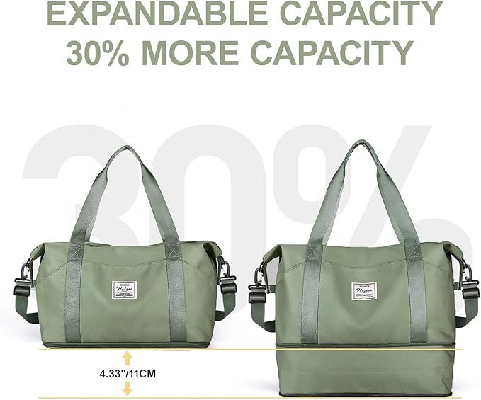 Travel Duffel Bag, Sports Tote Gym Bag, Shoulder Weekender Overnight Bag for Women
