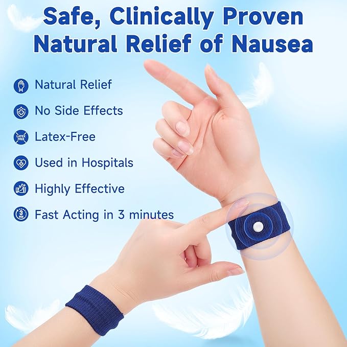LYJEE Motion Sickness Bands for Adults and Kid Morning Sickness Relief Through Pressure Point Therapy Seasickness Wristband for Cruise Travel