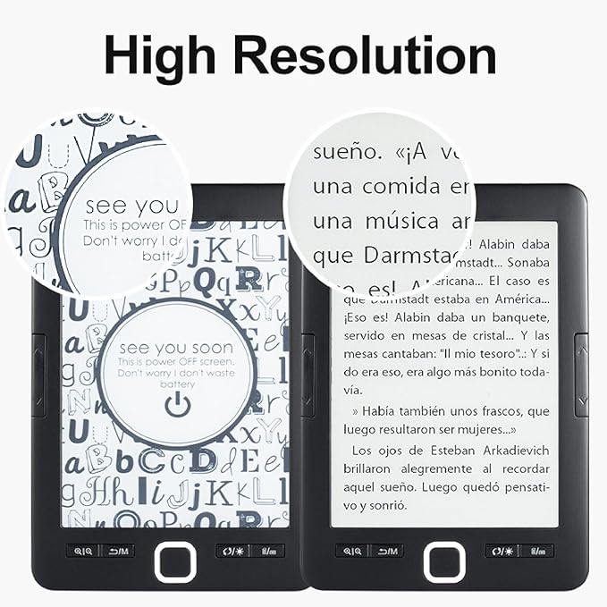 BK6033 Ebook Reader, 6in EInk Screen E Reader, Built in 8G Memory, Adjustable Font Sizes, Types & Brightness, Portable Electric Book Readers, Audiobooks, 32G Expansion