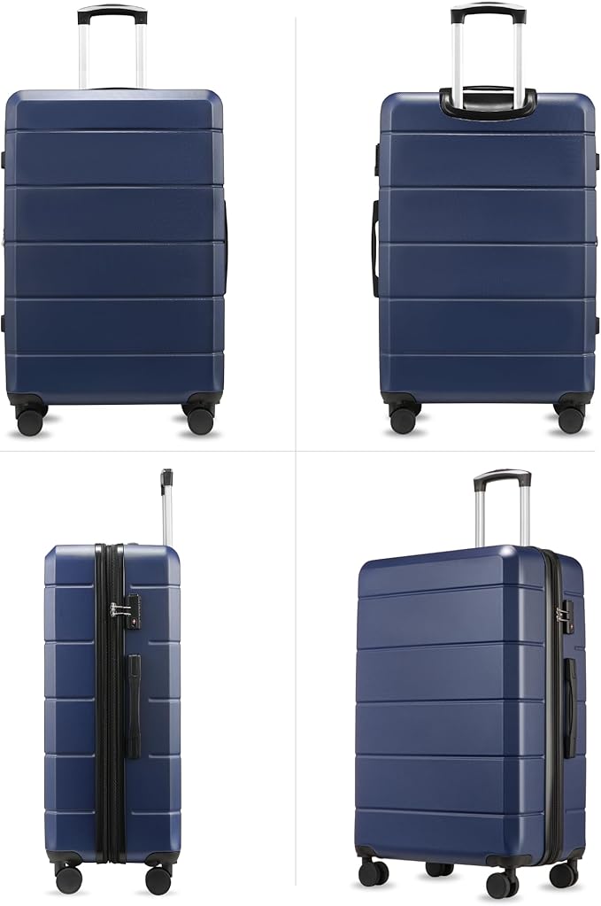 28 Inch Luggage, Expandable Hardside Large Checked Suitcases with Wheels, Blue