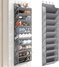 Over the Door Shoe Organizer for Closet, Shoes Rack with 10 Tier PVC Window Deep Pockets, Hanging Shoe Organizers for Boot Storage, Behind the Door Narrow Shoe Holder for Small Shoes, Grey