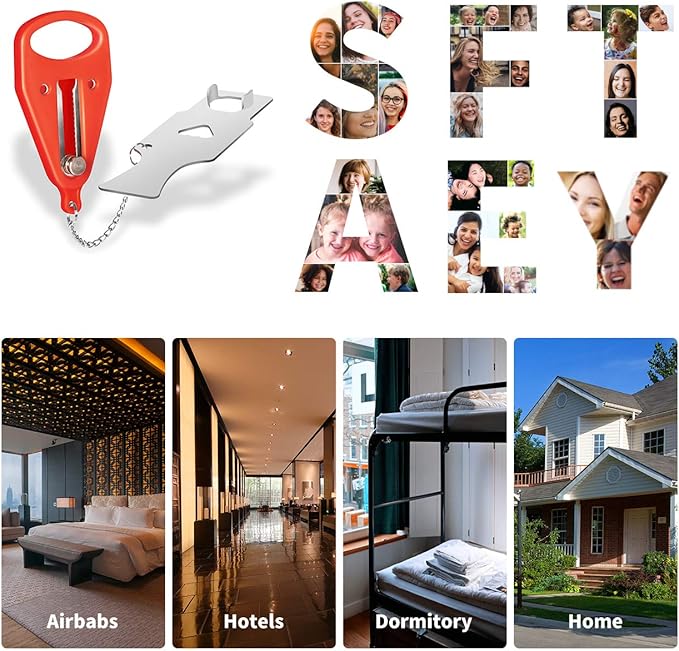 Home Security Door Lock, VIRIDI Portable Travel Doorlocks for Airbnb Hotel Room Bedroom Add Extra Safety Privacy Solid Removable No Drill Door Jammer Latch for House Apartment School Selfdefense Item