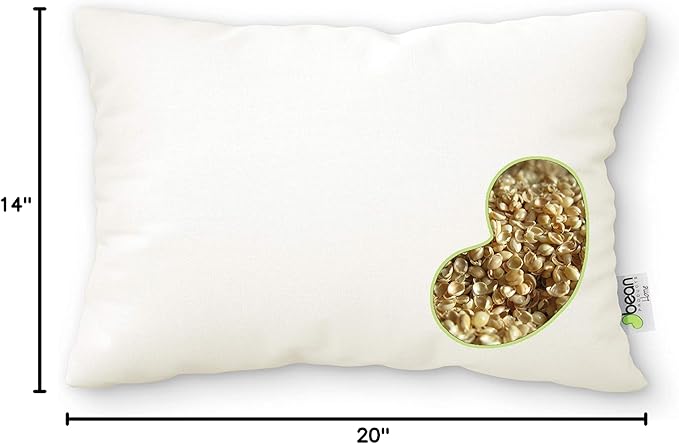 Bean Products 14" x 20" Japanese Bed Pillow for Sleeping – Organic Millet Fill with Organic Cotton Fabric, Soft Head Pillow – Eco-Friendly, Breathable, and Durable Sleep Aid, Made in The USA