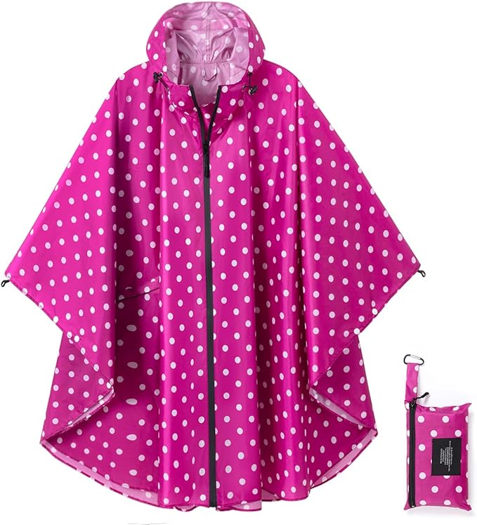 Rain Poncho Jacket Coat Hooded Zipper Style for Women/Men/Adult with Pocket