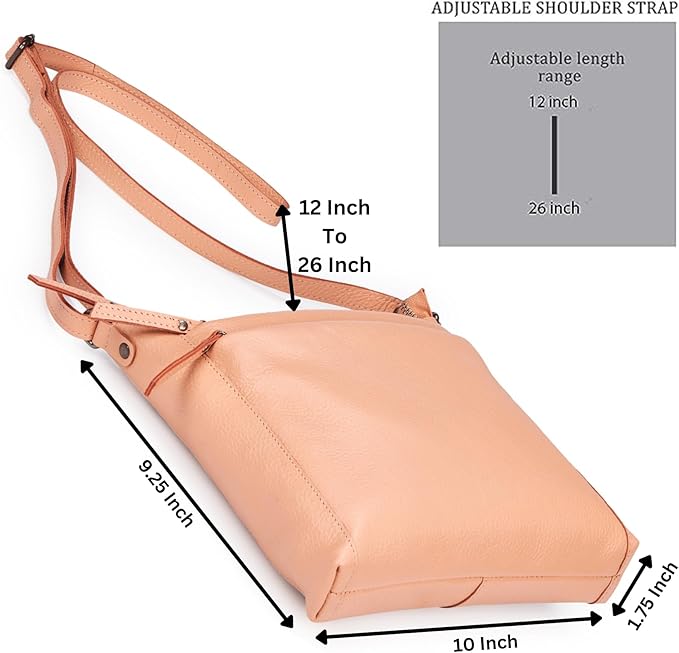 Small Soft Genuine Leather Crossbody Purse Women’s Sling Crossover Shoulder Travel Handbag with Triple Zipper