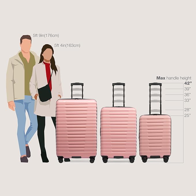 U.S. Traveler Boren Polycarbonate Hardside Rugged Travel Suitcase Luggage with 8 Spinner Wheels, Aluminum Handle, Pink, Carry-on 22-Inch, USB Port