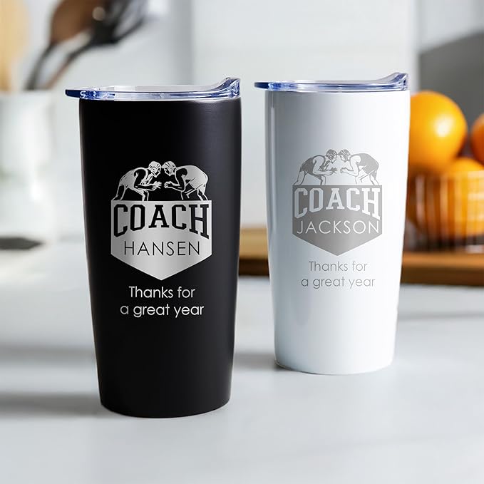 Lifetime Creations Custom Wrestling Coach Tumbler - Wrestler Coach Gifts for Men, Best Coach, Thank You Coaches, Wrestling Senior Night Gifts (Matte Black 20 Ounce Cup)