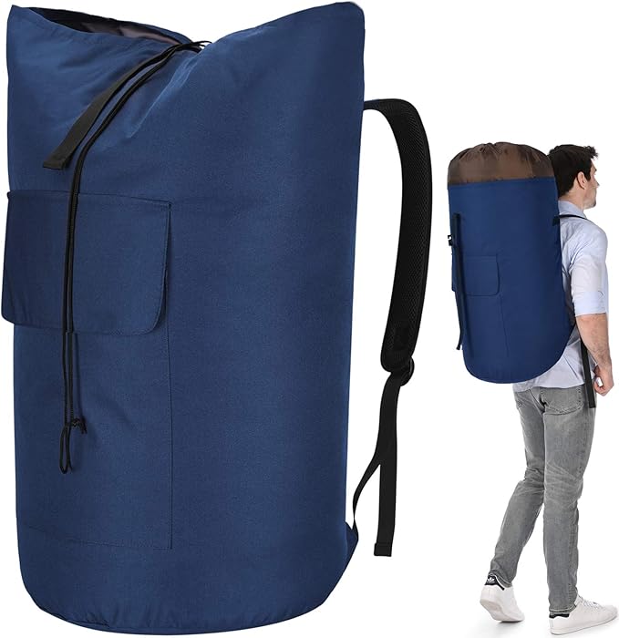 Laundry Bag Backpack Extra Large, 115L Laundry Backpack with Padded Shoulder Strap, Sturdy Travel Laundry Bags, Hanging Laundry Bag for College Dorm, Apartment, Clothes Hamper Bag for Laundromat